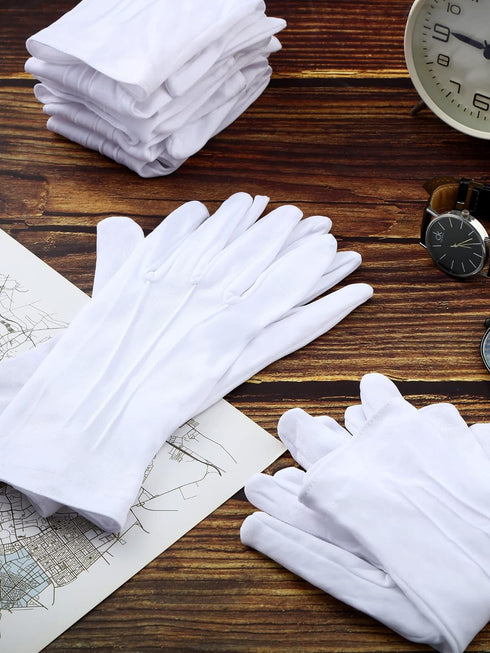 SATINIOR 6 Pairs White Gloves Uniform Gloves Parade Costume Gloves for Police Server Funeral Formal Tuxedo Guard...